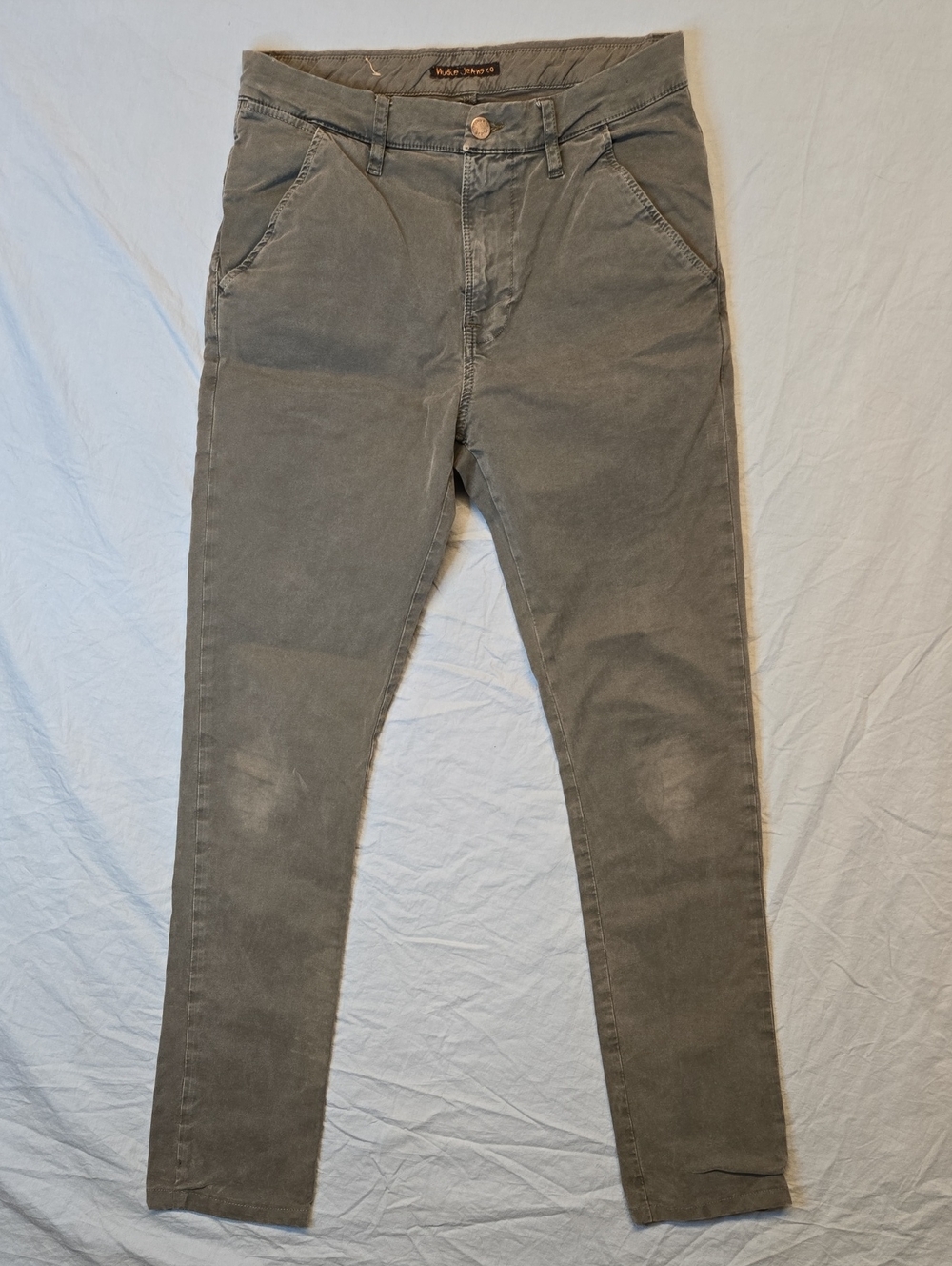 Nudie Jeans Co Khaki Concreted Gray Slim Casual Pants